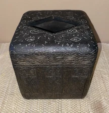 Cast Iron Decorative Tissue Box Holder Cover Brown Ancient Ornate Scroll Design