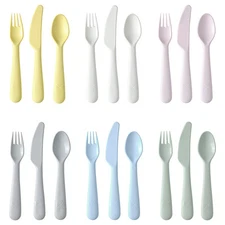 IKEA KALAS 18-Piece Flatware Set Mixed Colors Kids Cutlery Fork Spoon Knife, NEW