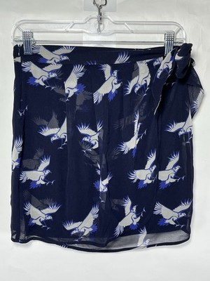 ZARA BASIC Eagle Navy Blue And white Wrapover Skirt Size Small Outdoors EUC