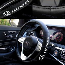 Real Leather Black 15 Diameter Car Steering Wheel Cover For All Honda Accord