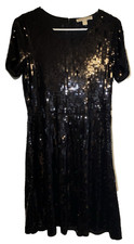 Michael Kors - Size Medium - Black Sequence Shoulder Sheath Dress - NYE