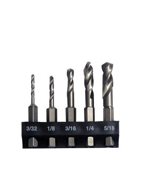 2320 5pc Stubby Bit Set- 5pc. HSS Stubby Drill Bits with 1/4-Inch Quick Chang...