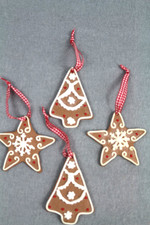 Gingerbread Style Christmas Ornaments Shaped Star  Tree Lot of 4