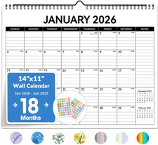 2026 Calendar,  20-Month Wall Calendar 2026, Dec 2025 to Jun 2027, 14" X 11" Lar