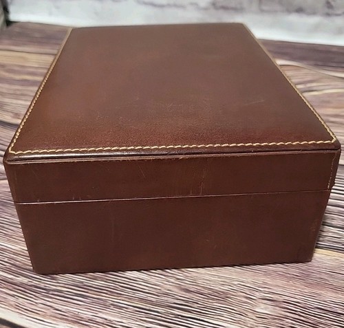 Caja de reloj vintage joyero con cierre Nordstrom hecha en Italia cuero marrón - Imagen 6 de 14