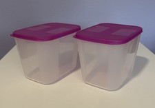Set of 2 Tupperware Freezer Mates Rectangular Container 4.5Cups Purple 2091A USA