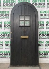 ARCHED WOODEN FRONT DOOR TIMBER EXTERNAL EXTERIOR SOLID OAK 1930S CURVED CHURCH