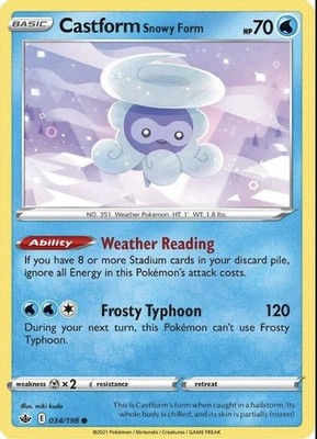 Castform Snowy Form 034/198 - Sword & Shield - Chilling Reign Reverse Holo - NM