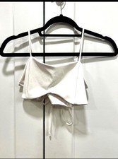 Tiger Friday Women's White Solid Bralette crop top,Dance, Spaghetti Straps, AL