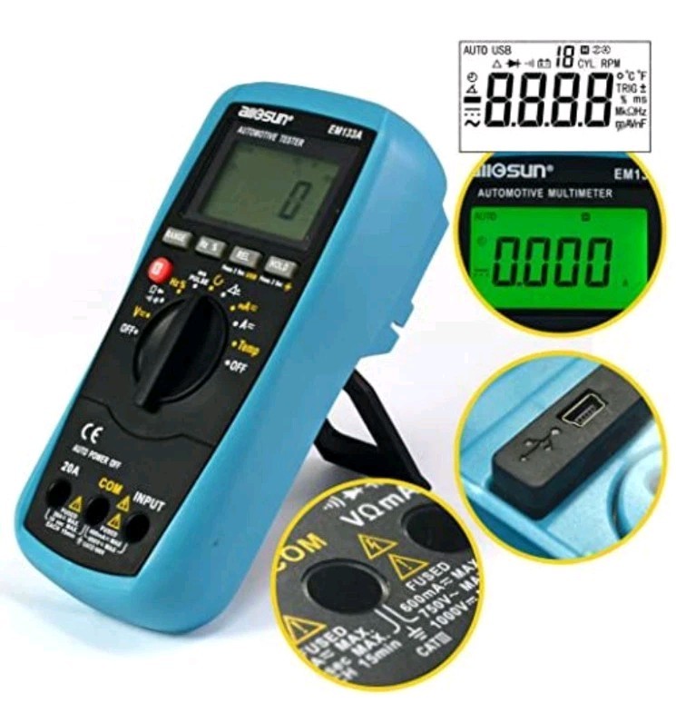 Allsun Automotive Dwell Meter Digital Multimeter Autoranging TRMS 5999 Counts AC