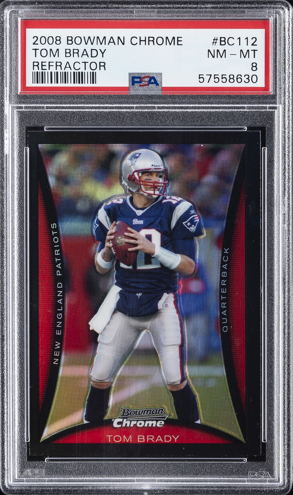 2008 BOWMAN CHROME REFRACTOR #BC112 TOM BRADY PSA 8