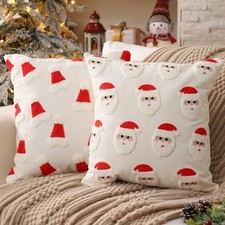 2 Pcs Christmas Throw Pillow Covers 18x18 Inch Christmas Decorative Santa Claus