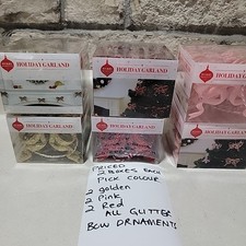 Glitter Bow Christmas Decorative Holiday Ornament Tree Wreaths New READ 2 Box 