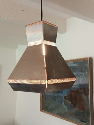 Piet Hein Eek Dutch Fold Brutalist Rohstahl Decken Pendelleuchte Lampe Vintage
