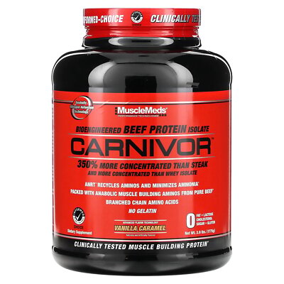 Carnivor, Bioengineered Beef Protein Isolate, Vanilla Caramel, 3.9 lbs (1775 g)