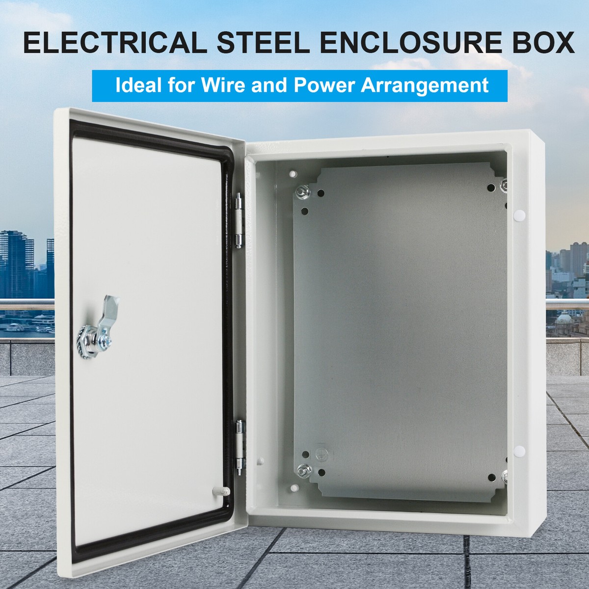 Wall-mounted Equipment Box VEVOR 24x24x12 Inch Steel Electrical Box - IP65  Weatherproof Metal Enclosure Outdoor Electrical Box Weatherproof, image size:1200x1200