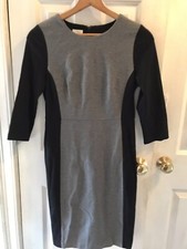 Talbots Dress Sz.6 Colorblock Black Gray 3/4 Sleeve Stretch Knit NWT $89