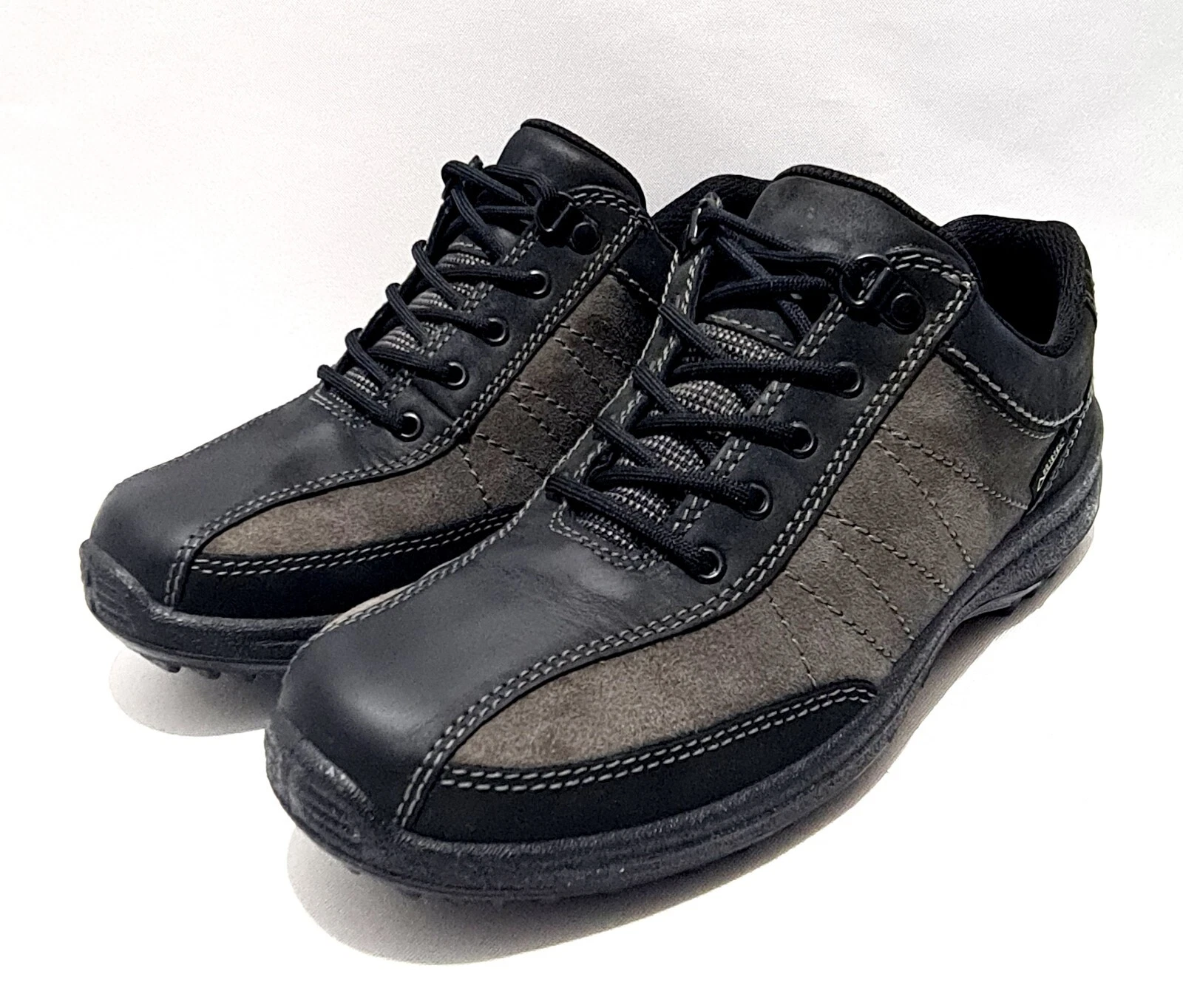 Hotter Mist GTX UK 7 Gore-Tex Waterproof Walking Shoes Black Leather Grey Suede