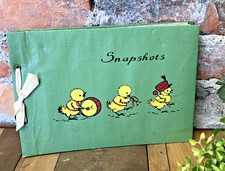 Snapshots Baby Photo Album Vintage 1940s Unused Scrapbook Ducks Chick Band