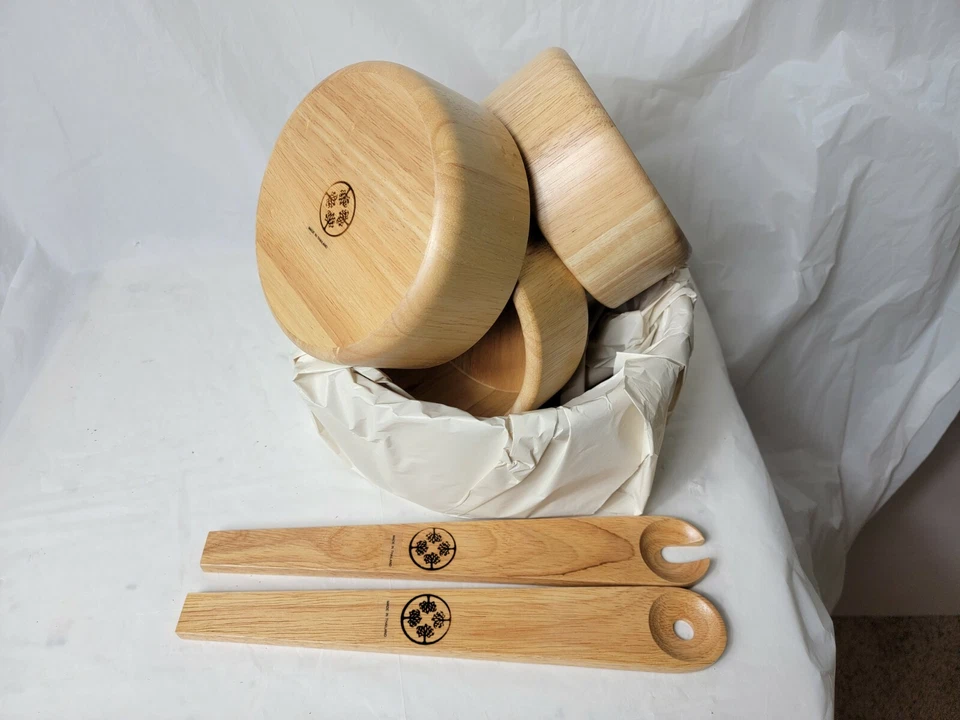 丹斯克木质沙拉套装橡胶木 7 件开箱状况良好 — 第 4/4 张图片