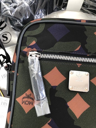 NWT MCM Viseto Camo Side Bag Crossbody Green Camouflage Purse Top Zip Nylon New - Picture 10 of 15