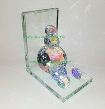NEW IRIDESCENT,RAINBOW MULTI SIZE CRYSTAL DIAMOND SHAPES BOOKEND,PAPER WEIGHT