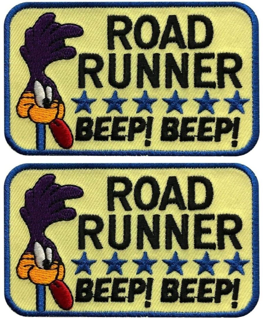 Road Runner Beep Beep Embroidered Patch | 2PC iron on or sew 3.3"x2"