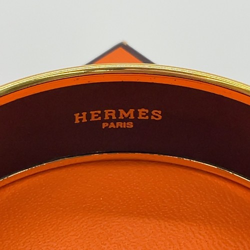 Authentic Hermes Enamel GM GD Red Multi Bangle W/Box BA060177 - Picture 13 of 14