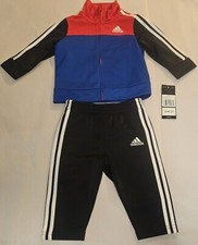 Adidas Baby Boys Track Suit 6 Months Colorblock Blue Red Jacket And Pants 2 Pc