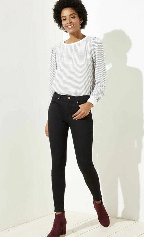 Ann Taylor LOFT Women s Black Stretch Denim Legging Skinny Jeans Sz. 26 2