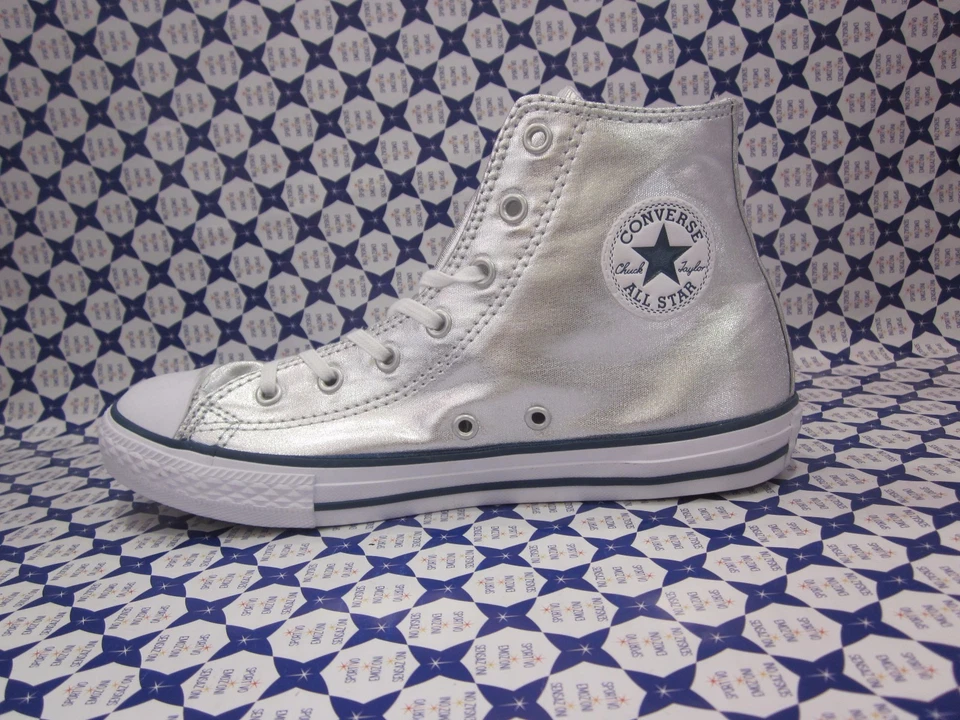 Scarpa Converse All Star Hi Silver Alte Junior -- Argento -- 656835 - Immagine 2 di 4