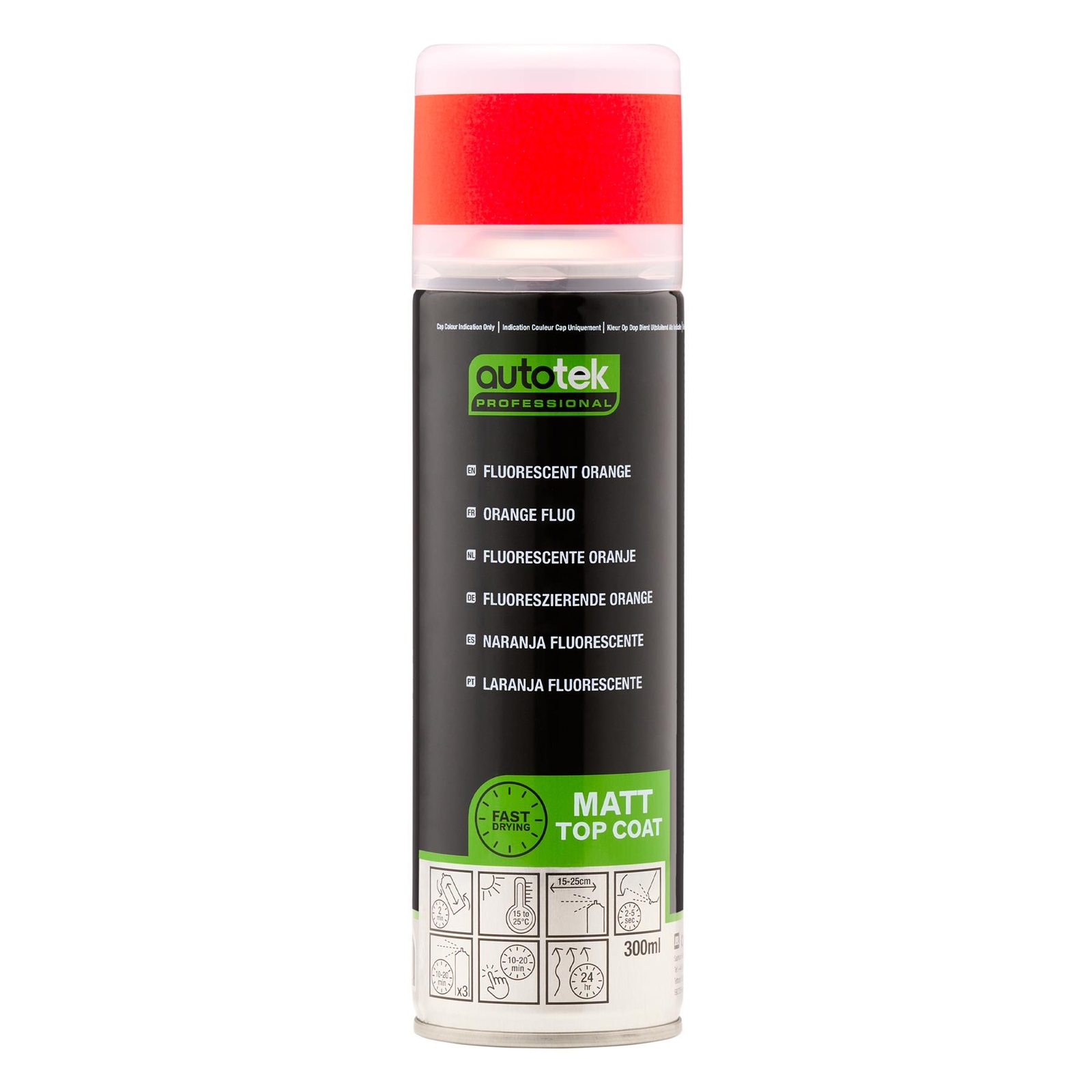 Autotek Fluorescent Orange Quick Drying High Coverage Aerosol Spray Paint 300mL