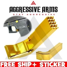 AGGRESSIVE ARMS SHINY GOLD EXTENDED Magazine Catch RELEASE GL0CK 20 21 29 30 36
