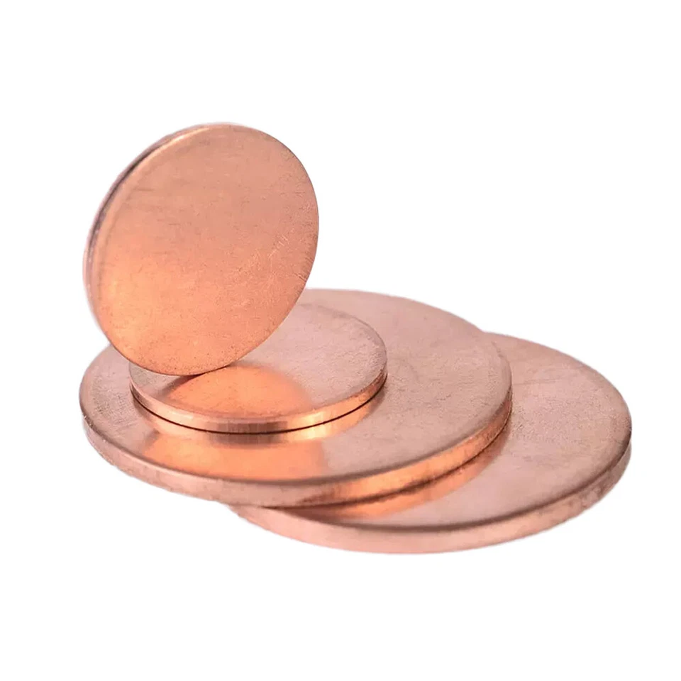 Disco de cobre puro sólido corte en blanco placa de hoja redonda grueso 0,5-3 mm diámetro 10 mm-200 mm Foto 3 de 4