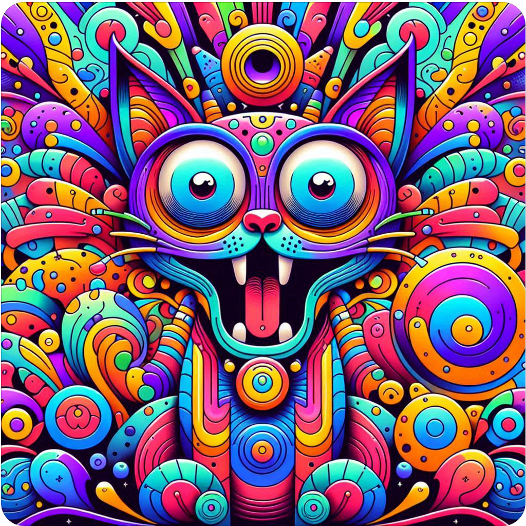 Psychedelic trippy cat 100% waterproof vinyl sticker decal - several sizes