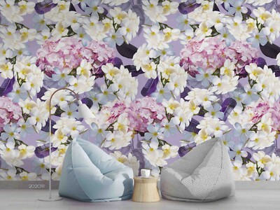 3D Flowers Flora Pattern Self-adhesive Removable Wallpaper Murals 12