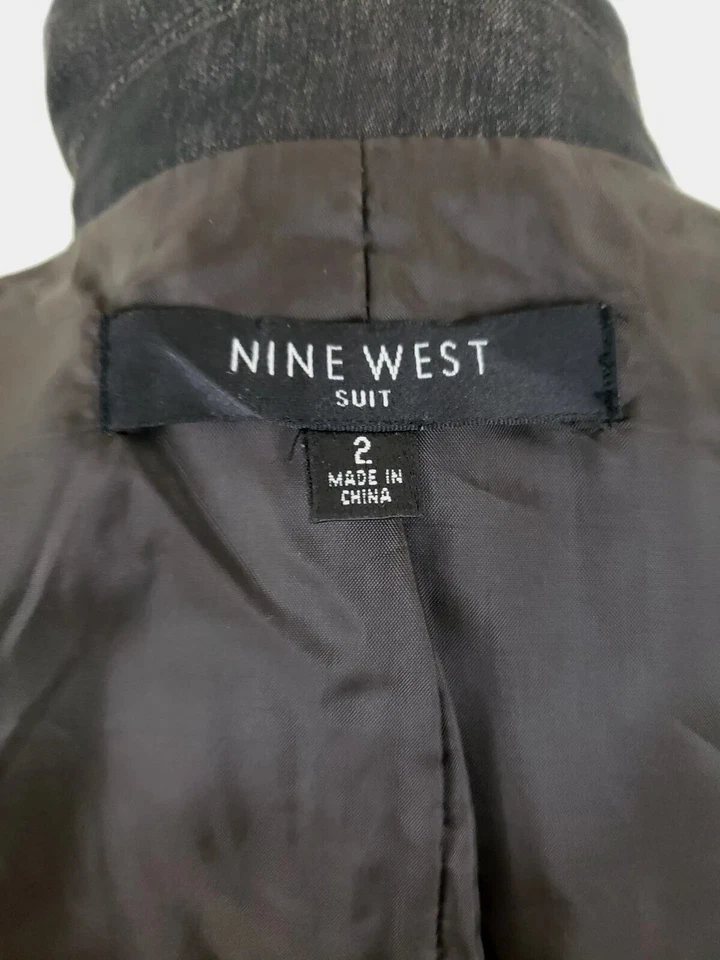 NINE WEST~Woman Size 2~ Black/Gold Trench Coat  Button Up, Belted. - Image 2 of 4