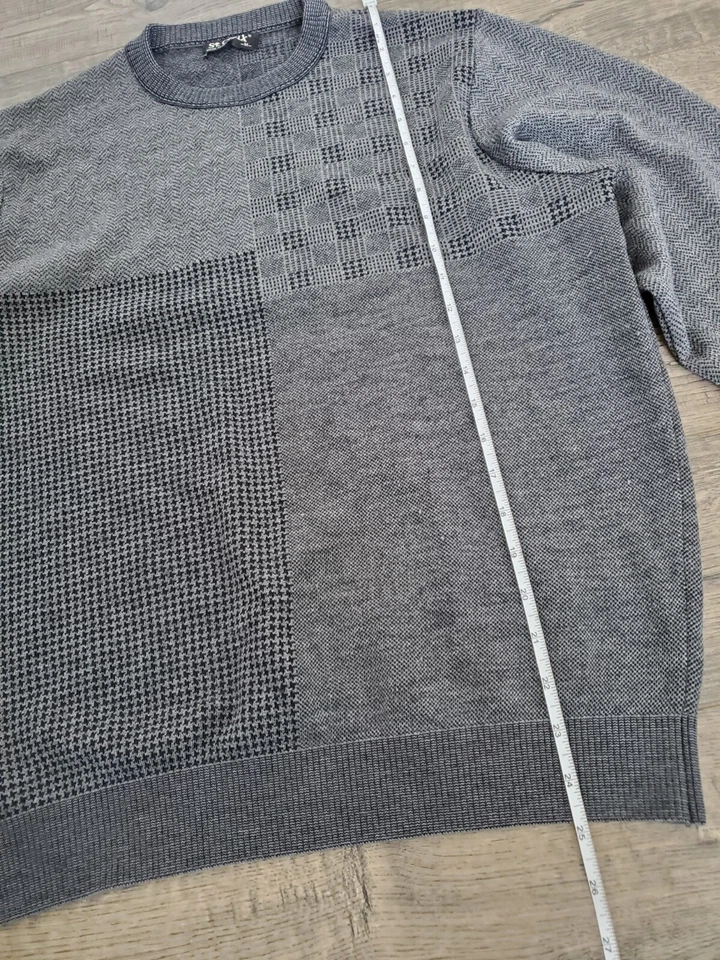 Suéter St Croix 100% Lana Hombres Mediano Mixto Medios Cuadros Geométrico Retro EE. UU. Gris Foto 3 de 4