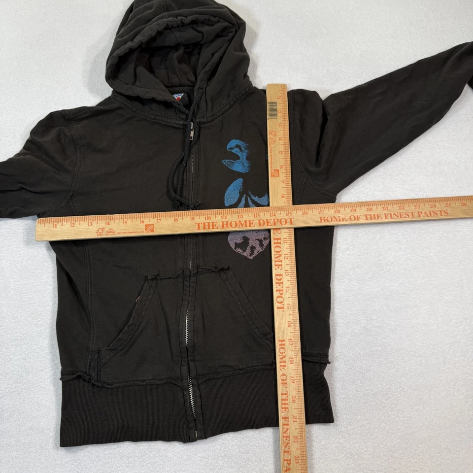 Sudadera con Capucha Comida Chatarra Para Mujer XS Negra Cremallera Live Love Life Gráfico Envejecido Retro Foto 2 de 4