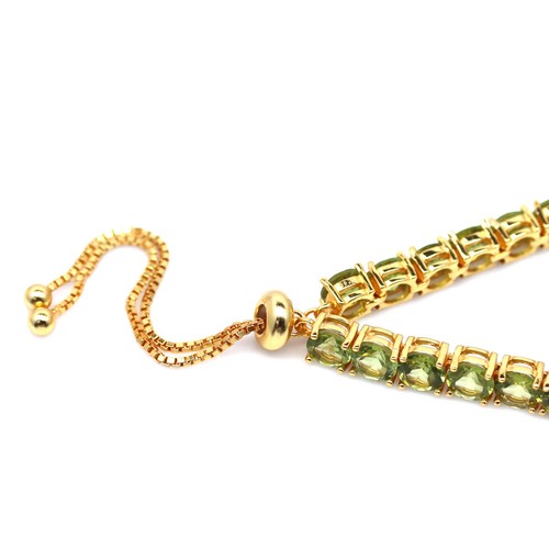 Gemstone Unheated 5 MM. Green Peridot Bracelet 11" 925 Sterling Silver - Picture 3 of 5