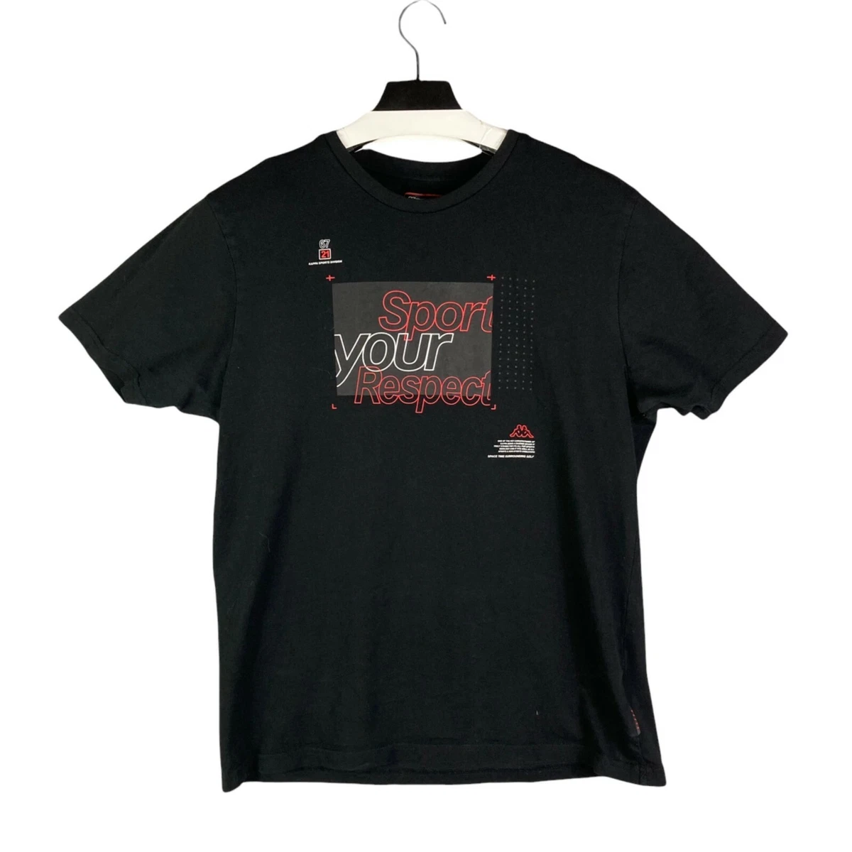 T-shirt Kappa Homme Noir - Logo Brodé, Manches Courtes, Col Rond, Taille XL, Vintage Années 90
