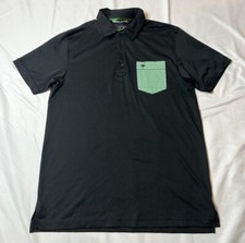 Travis Mathew Chive Golf S/S Polo Shirt Black, Green Men's Large NICE
