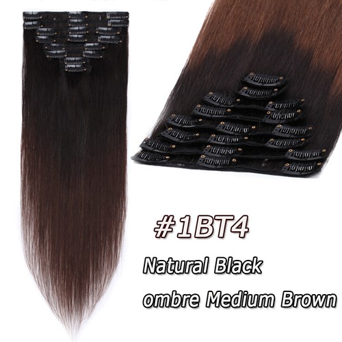 US Clip In Remy Real 100% Human Hair Extensions Full Head Highlight 18" 20" 22" - 第 43/51 張圖片