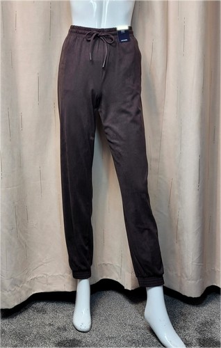 M&S Faux SUEDE Cuff Ankle JOGGERS - Size 12 Long ~ CHOCOLATE - Picture 2 of 7