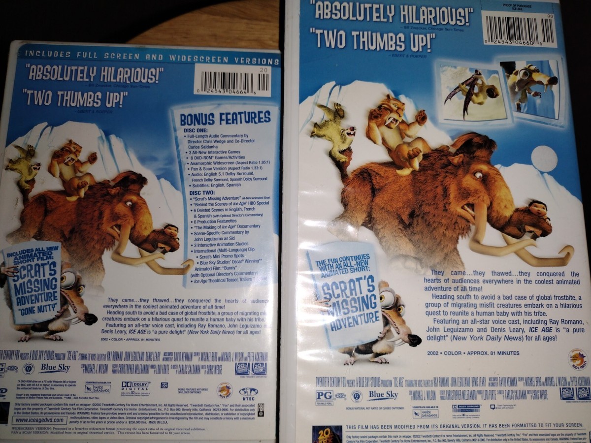 Ice Age (DVD, 2002, 2-Disc Set and VHS Bundle 24543046646| eBay