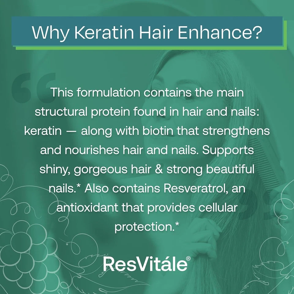 ResVitále Queratina Mejora del Cabello - Suplemento de Queratina para el Crecimiento del Cabello 60 Cápsulas Foto 4 de 4