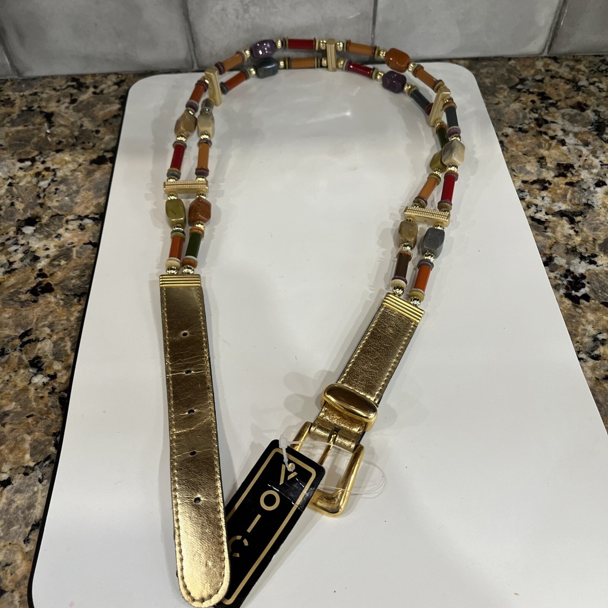 VINTAGE Multicolor Faux Stone Beads Belt by Voice NEW | eBay display picture 3