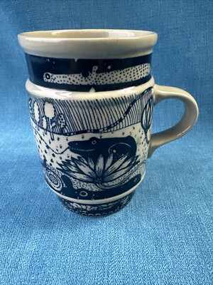 RAR Taylor & Ng 1976 Tasse Nilpferd Frosch Alligator makellos - blau - 10,5 cm