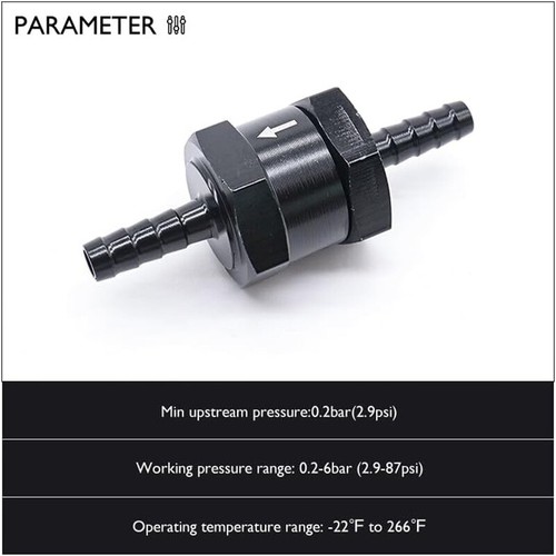 2PCS 1/4" 6mm Fuel Check Valve One Way Inline Non Return Diesel Gasoline Black - Picture 10 of 10