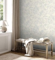 Vliestapete BläTter Dschungel Creme Grau Silber Metallic 39340-3 (2,69€/1Qm)